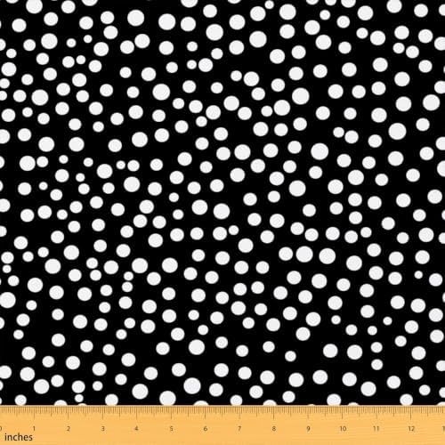 Dot Fabric By The Yard Polka Dots Upholstery Fabric for Chairs Geometric Pattern Decorative Fabric for Quilting Sewing Waterproof Fabric DIY Craft Patchwork Clothing, 1 Yard, Black White