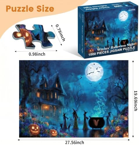 1000 Piece Puzzle for Adults, Witches' Halloween Night