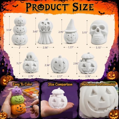 LAIAMER 7 Pcs Halloween Ceramics to Paint Ready to Paint Your Own Ceramics