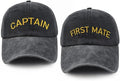 Captain & First Mate Hats for Men Women, 2 Piece Matching Mr and Mrs Boating Baseball Caps
