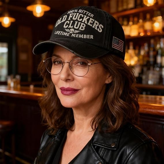 Old Fuckers Club-Vintage Baseball Cap, Hand-Embroidery Adjustable Wash Old Fuckers Club100% Bitter Lifetime Member Hat