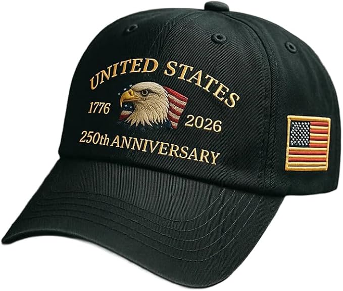 USA 250th Anniversary Hat, Adjustable 250th Anniversary Printed Patriotic Baseball Caps, Tribute Retro Washed Hat
