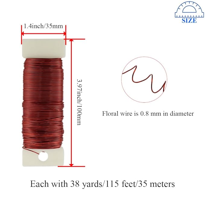 HAHIYO 22Gauge Red Color Metal Floral Wire - Image 2