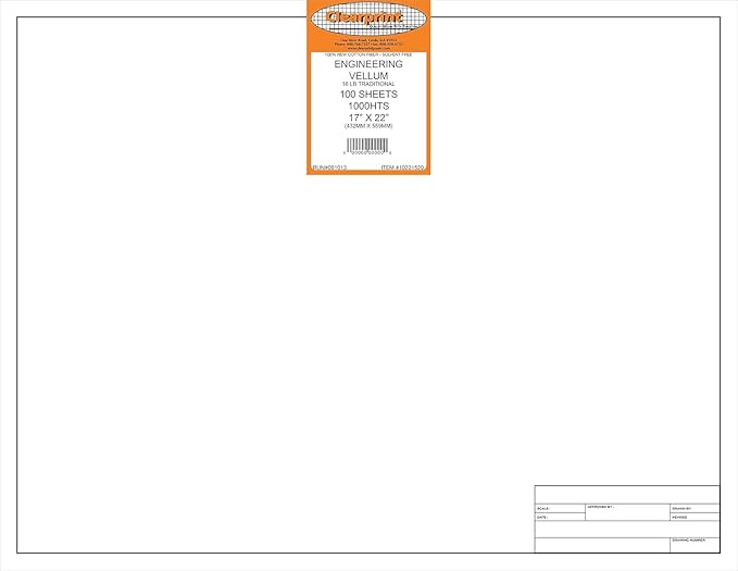 Clearprint 17" x 22" 1000H Design Vellum Sheets by Clearprint