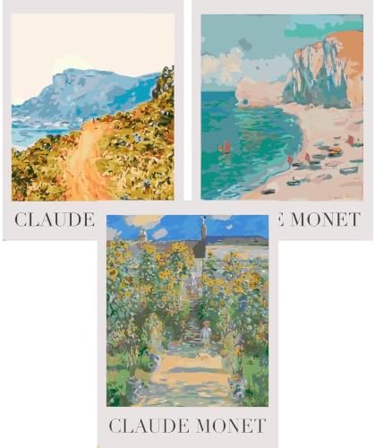 GOUOYANA 3 Pack Monet Paint By Numbers Kit for Adults-Frameless 12x16 Inch