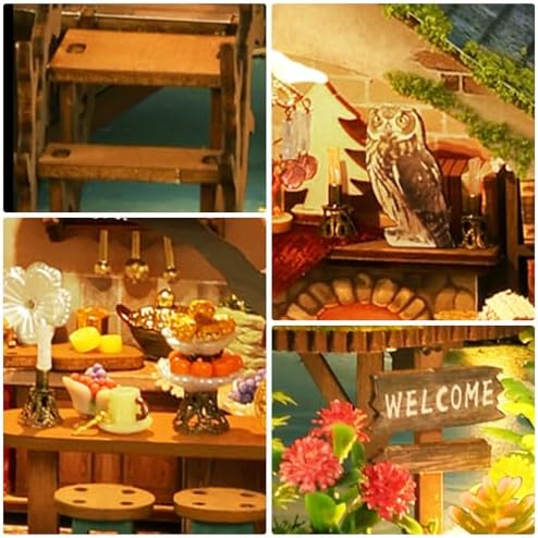 Dollhouse Kit, DIY Miniature House w/LED Adult, Forest Adventure