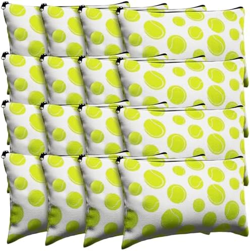 Eccliy 20 Pcs Tennis Makeup Bags Bulk Sport Team Gifts Tennis Cosmetic Bag Accessories for Women Toiletry Zipper Pouch Travel Canvas Gifts Stuff for Party Team Players Lover