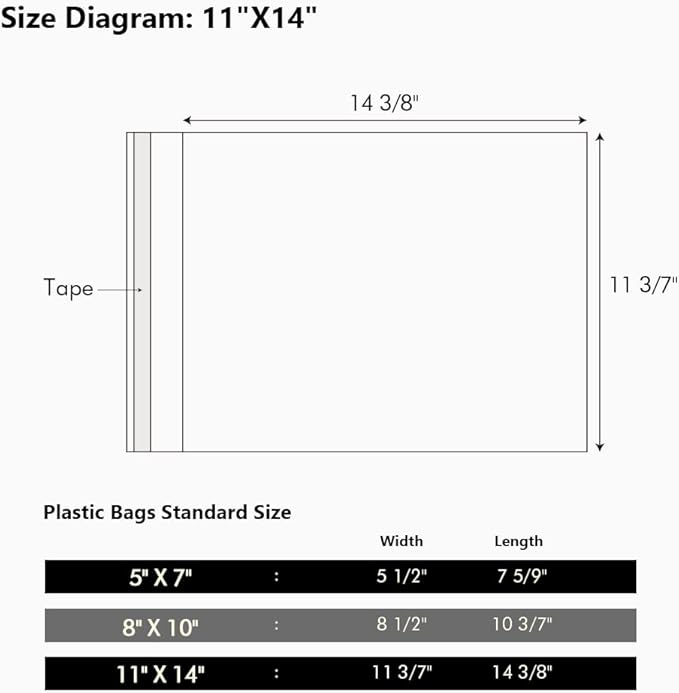 100 Pack 11 3/7 x 14 3/8 Inches Crystal Photo Sleeves Storage Bags - Image 2