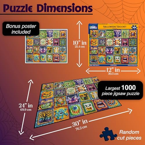 White Mountain 1000 Piece Jigsaw Puzzle Spooky Monster, Halloween Crochet