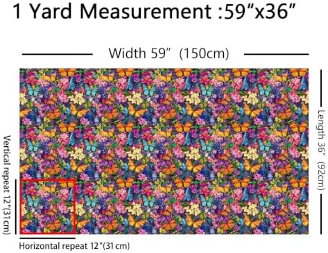 Butterfly Upholstery Fabric for Chairs Watercolor Butterflies Fabric by The Yard 181"x63", Aesthetic Flowers Rustic Dreamy Bugs Country Animal Sewing Fabric for Kids Gifts