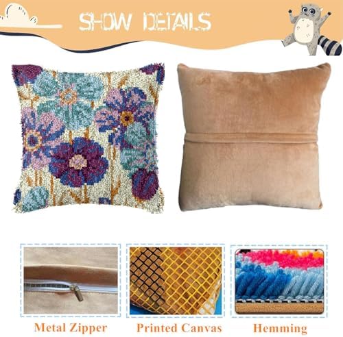Daisy Flower Latch Hook Kits for Adults Beginners, Pre-Printed 17“ X 17"