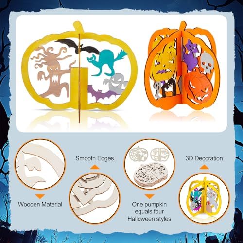 AceOrbit 60 Pcs Halloween Crafts Pumpkin, 6.69 x 7.87 Inch, Various Style