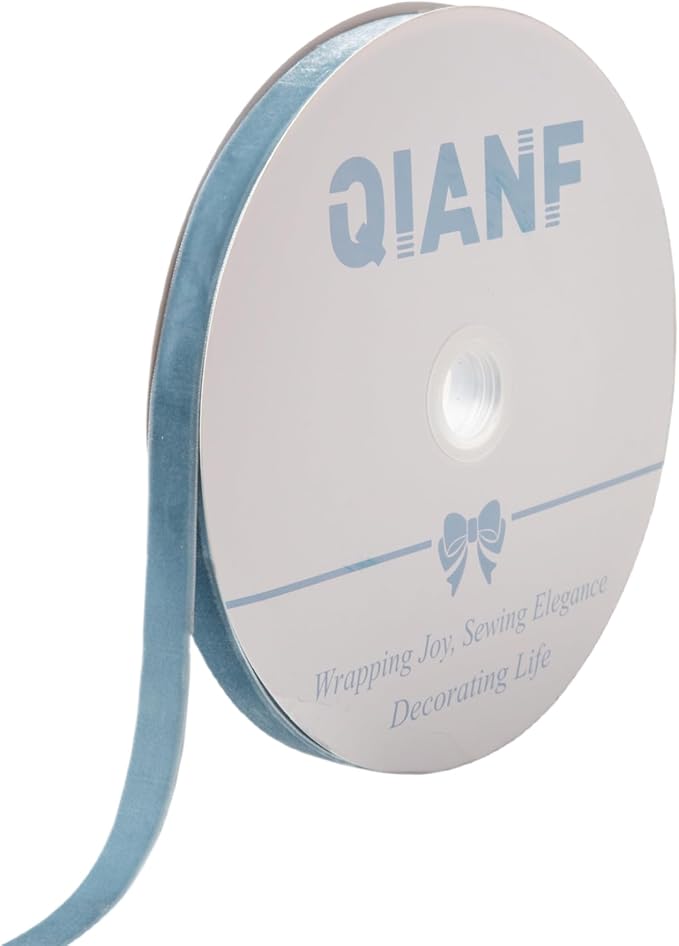 Vintage Dusty Blue Velvet Ribbon Christmas Ribbon by QIANF