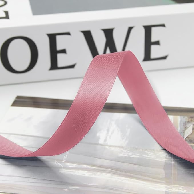 5/8 Inch 100 Yards Satin Ribbon Dusty Pink, Solid Color Fabric Ribbon - Image 8