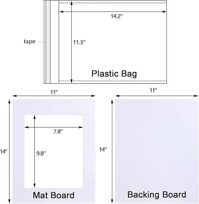 Egofine Pack of 5 White Pre-Cut Mat Board 11x14 Picture Mat - Image 2