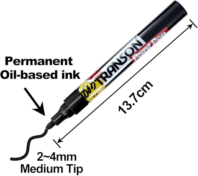 TRANSON 2 Black and 2 White Permanent Paint Markers - Image 2