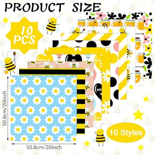 Hahafelt 10 Pcs Fall Bee Quilting Fabric Bundles 20 x 20 Inch