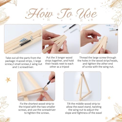 YooNotee 6 Pcs Winter Wonderland Paint by Numbers Kit for Adults 12x8 Inch Christmas Themed Canvas with Easel, DIY Oil Painting for Beginners, Home Wall Decor