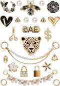 ZOKUZO Chic Bling Shoe Charms Gold and Sliver Designer Jewels Pretty Cute Chains Decorations Accessories for Women Girl Adults