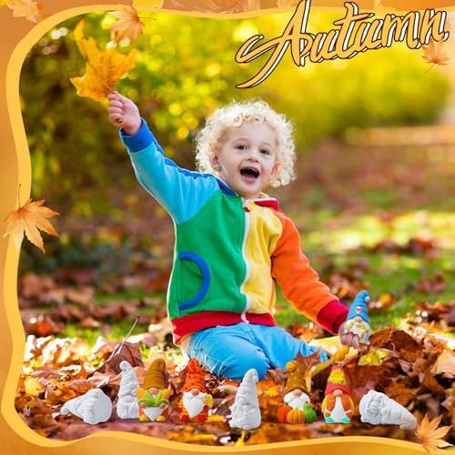 8 Pcs Fall Gnome Ceramics to Paint Thanksgiving DIY Painting Kit