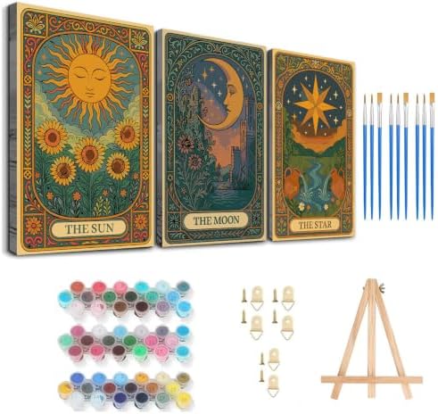 Axquilon 3 Packs Framed Paint by Numbers Kit for Adults 8x10in