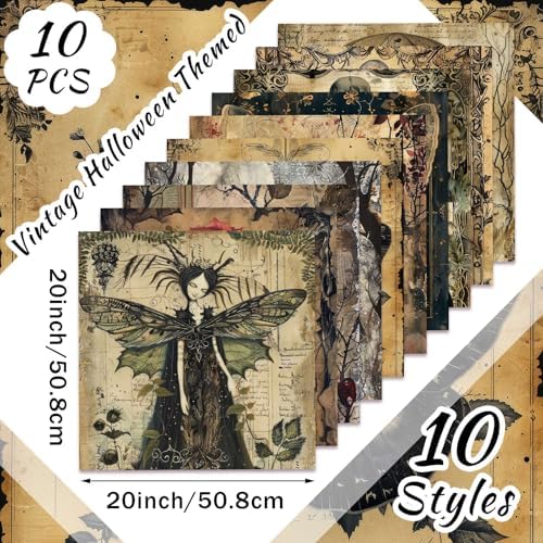 Hahafelt 10 Pcs Halloween Gothic Skull Crow Quilting Fabric 20 x 20 Inch