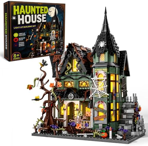 Horror Haunted House Building Blocks Set with LED Light for Adults