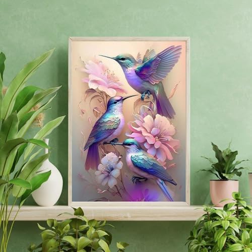 MIRCVSH Paint by Numbers Kit for Adults Framed,Hummingbird Paint by Number for Adults Beginner,Adults' Paint-by-Number Kits on Canvas with Wooden Easel for Home Wall Decor 12X16 Inch