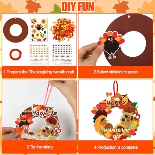 Hollowfly 48 Sets Fall Thanksgiving Paper Wreath Craft Kits