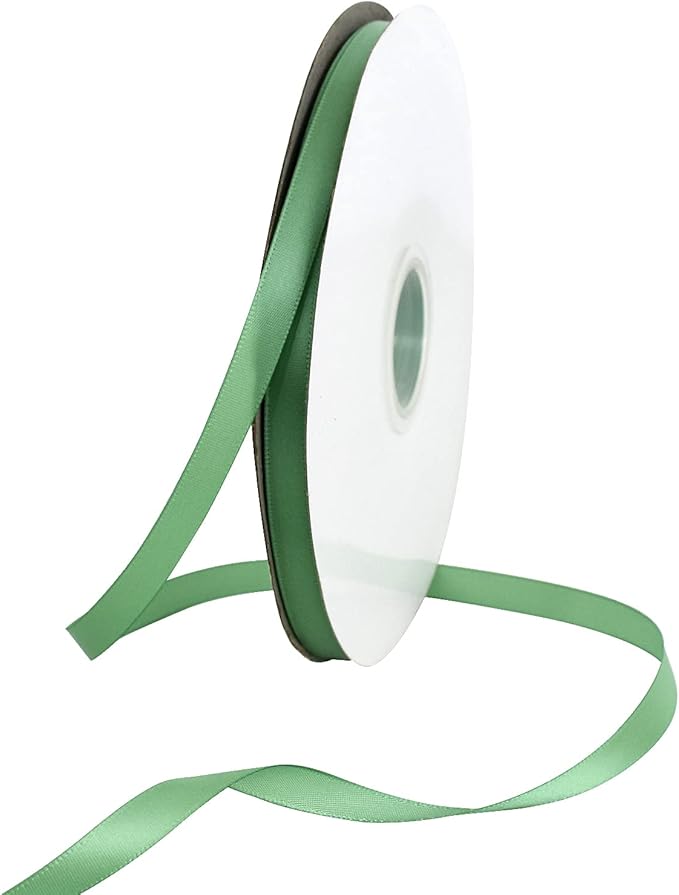 TONIFUL 3/8 Inch x 100yds Sage Green Satin Ribbon Thin Solid Fabric Ribbons Roll by TONIFUL