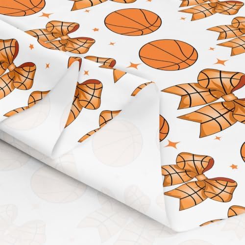 Basketball Bow Upholstery Fabric for Chairs | Modern Ball Print Bowknot Outdoor Fabric by The Yard 109"x63", Sports Ball Game Geometric Bow Tie DIY Craft Hobby Polyester Fabric
