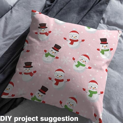 JEJELOIU Snowflake Fabric by The Yard Kawaii Xmas Snowman Upholstery Fabric Merry Christmas Waterproof Indoor Outdoor Decor for DIY Sewing Craft Projects 2 Yards