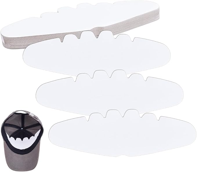 FINGERINSPIRE 50 Pcs Baseball Caps Inserts Shapers 3.7x11.2inch White Baseball Caps Inserts Universal Cap Inner Liner Cardboard Hat Support Brim Holder for Fitted Ball Sports Cap Insert