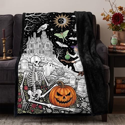 Treeswift Halloween DIY Coloring Blanket Kit with 24 Markers - Spooky Craft