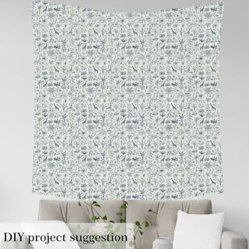 Castle Fairy Giraffe Lion Fabric by The Yard Africa Tiger Leopard Wildlife Soft Polyester No Stretch Tropical Palm Tree Decorative Fabric for Sewing Lovers,5 Yard,180" Lx59 W Grey-Blue