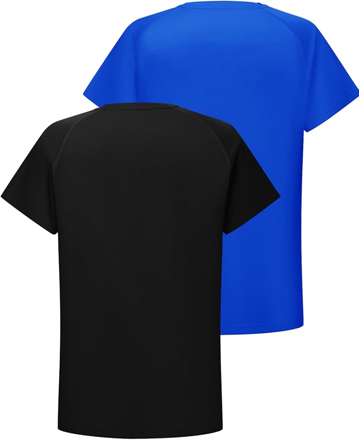 DEVOROPA Youth Boys Compression Shirt Long/Short Sleeve Football Baseball Undershirt Quick Dry Kids Sports Baselayer Crewneck