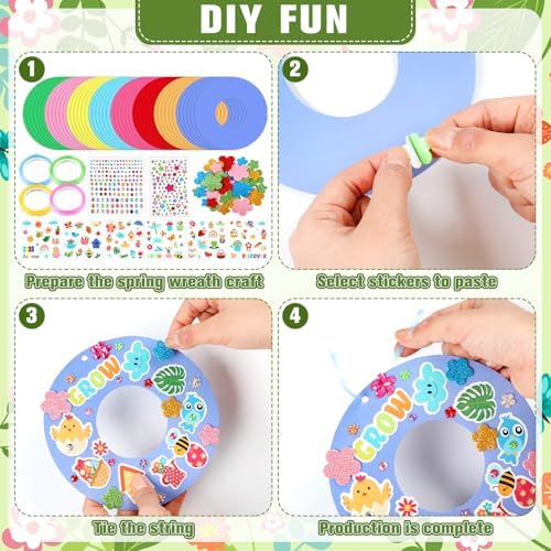 Hollowfly 48 Sets Spring Wreath Craft Kits, 8 Designs