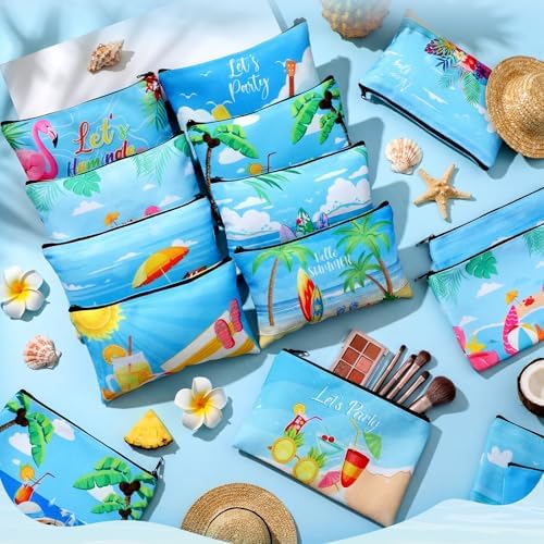 Eccliy 20 Pcs Summer Makeup Bag for Women Hawaii Canvas