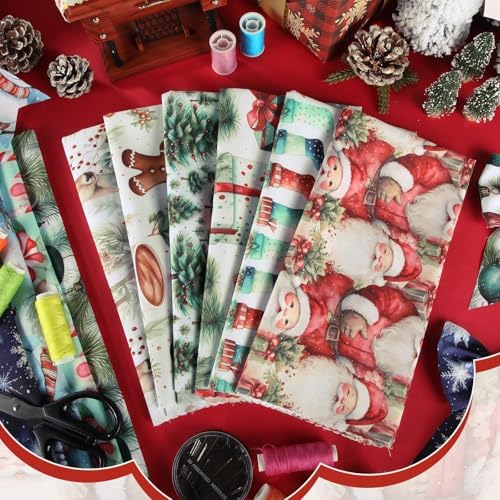 Hahafelt 10 Pcs Watercolor Christmas Quilting Fabric Bundles 20 x 20 Inch