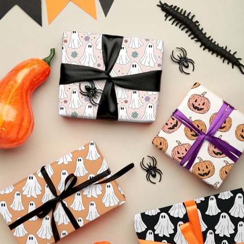 JarThenaAMCS 12Pcs Halloween Cotton Fabric Bundles Pumpkin Ghost Flower Fat Quarters Purple Black Pink Orange Quilting Patchwork for DIY Sewing Craft Decor, 18 x 22 Inch