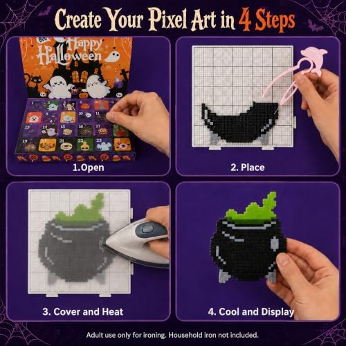 Halloween Fuse Beads Advent Calendar 2026, DIY Bead Craft Kit Blind Box
