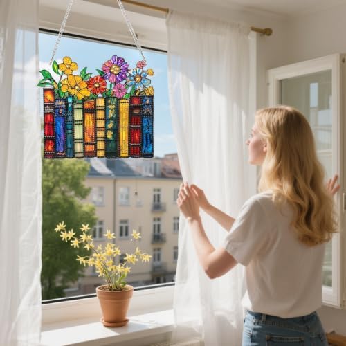 AIBOERL Diamond Art Kits for Adults, Books Acrylic Hanging Suncatcher