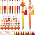 Jutom 12 Thanksgiving Bead Pens DIY Kit 50 Beads 12 Tassels Turkey Pendants