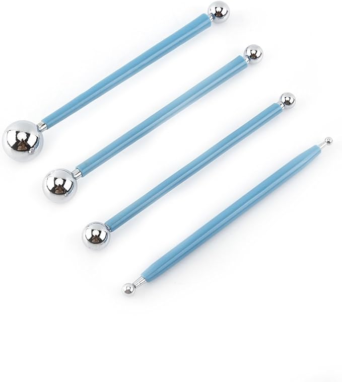 4 Pcs Modeling Ball Tools Double Ended 8 Ball Stainless Steel Dotting Modeling by Walfront