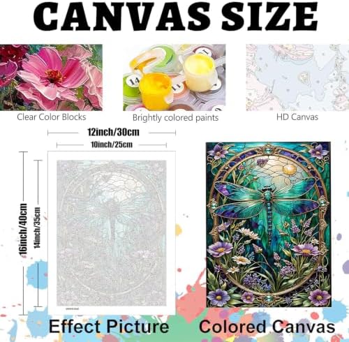 GOUOYANA Paint By Numbers Kit for Adults-Dragonfly and Flower Funny Canvas