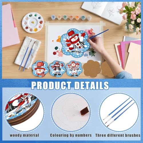 6 Pack Christmas Paint by Numbers Kits Coasters with Holder Cork Pads