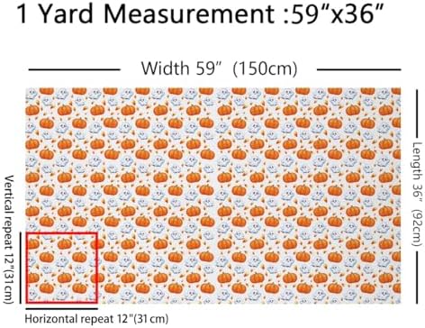 Feelyou Halloween Theme Soft Flannel Fabric by The Yard 10 Yards Kids Cute Ghost Candy Upholstery Fabric for Boys Girls Pumpkin Autumn Fall for Home DIY Projects, Indoor Decor