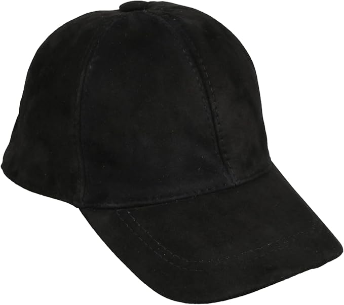Suede Leather Baseball Cap – Unstructured 6 Panel Adjustable Strapback Hat for Men & Women