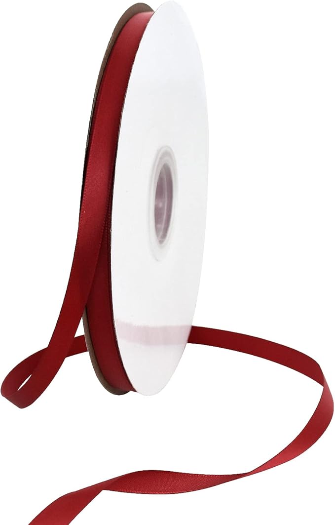 TONIFUL 3/8 Inch x 100yds Scarlet Dark Red Satin Ribbon Thin Solid Fabric by TONIFUL