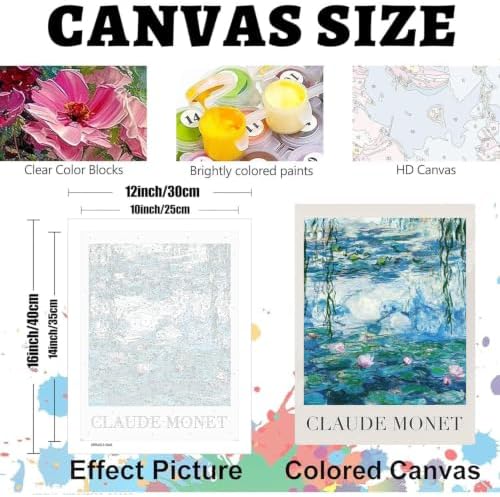 GOUOYANA 3 Pack Monet Paint By Numbers Kit for Adults-Frameless 12x16 Inch
